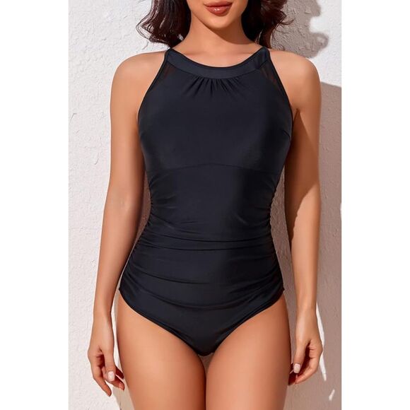 🖤 Smismivo Black High Neck One Piece Swimsuit – Size L – NWT - Picture 1 of 7